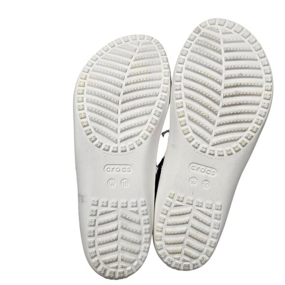 Crocs Womens‎ Daisy Print Black/White Slides Size W10 - Picture 6 of 8